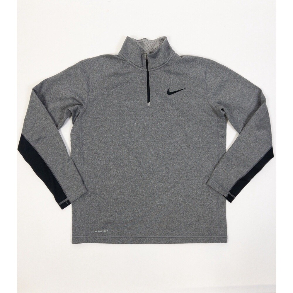 Nike Therma Fit Men’s Size Medium Gray 1/4 Zip Up Fleece Jacket!